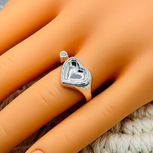 925 Sterling Silver Smooth Concave Heart Ring